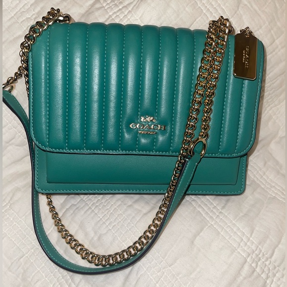 Coach Klare Crossbody Shoulder Bag Linear Quilting Green - Picture 2 of 5